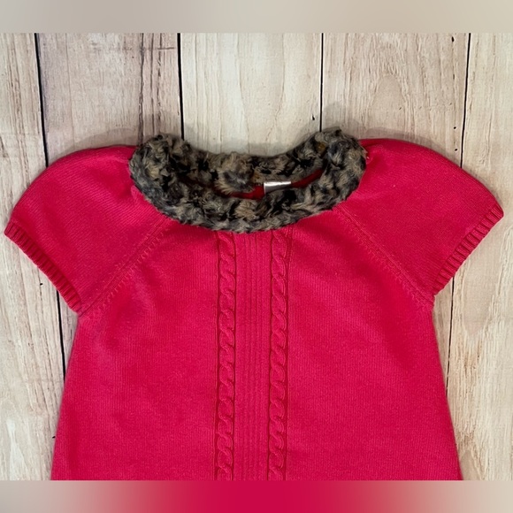 GYMBOREE Chic pink Knit Dress with Faux Fur Details/size 12 - Picture 3 of 6